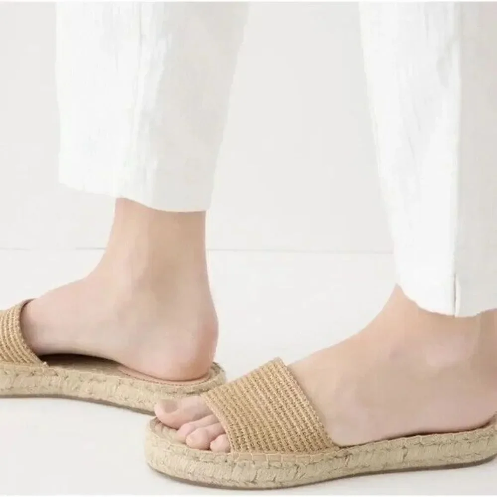 J. Crew Size 10 Raffia Woven Slip On Espadrille Sandals Beige Natural Casual NWT